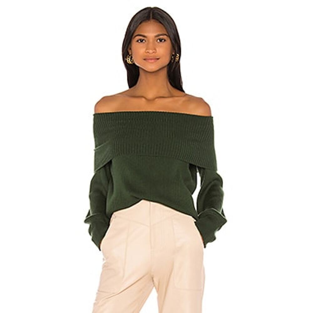 Song Of Style 'Miso' Green Foldover Neck Sweater Size XS - NWT